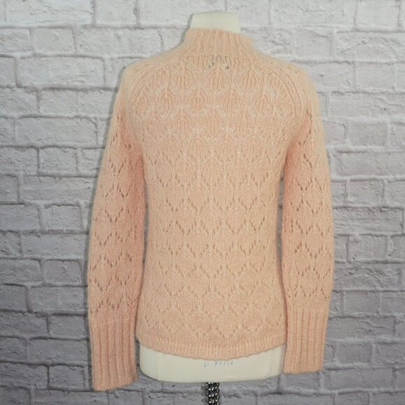 Vintage 90s Mohair Wool Pink Metallic Knit Sweater Small - Picture 3 of 6